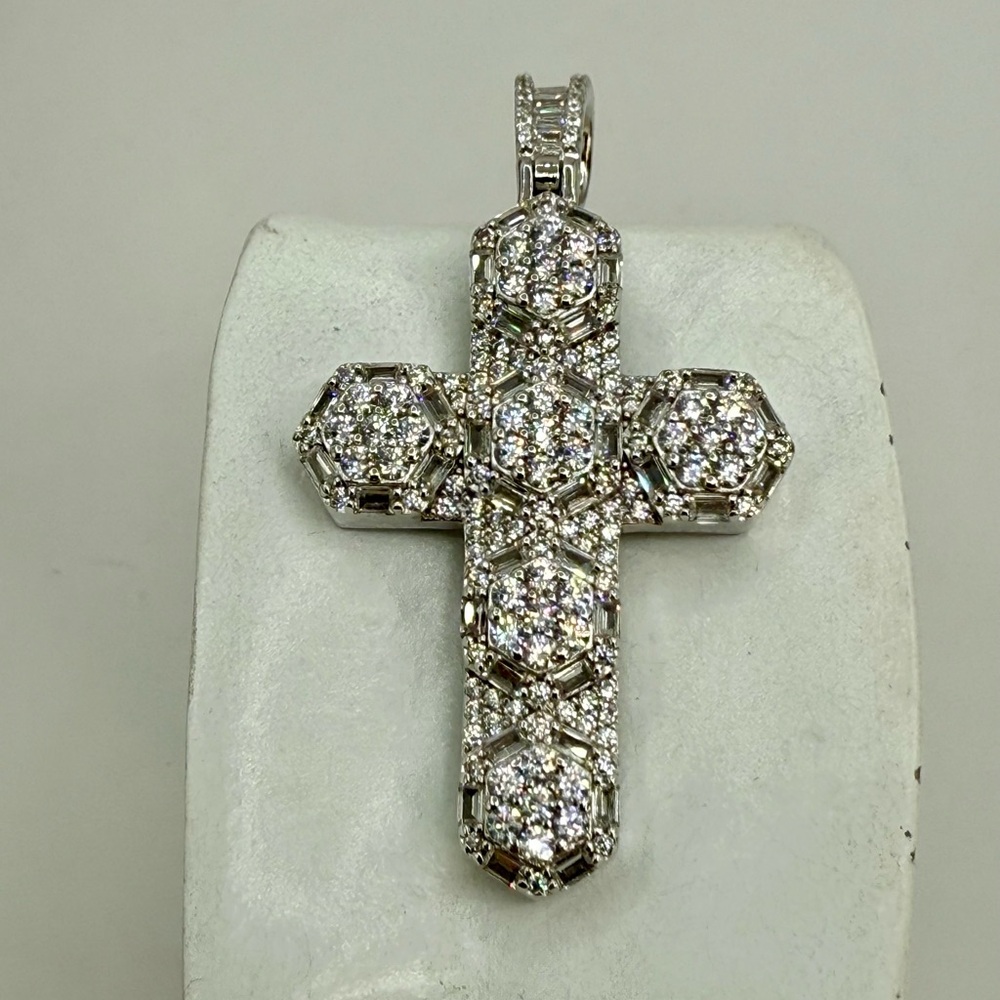 Sterling Silver CZ Cross Pendant – 3” Statement Design - Picture 7 of 17